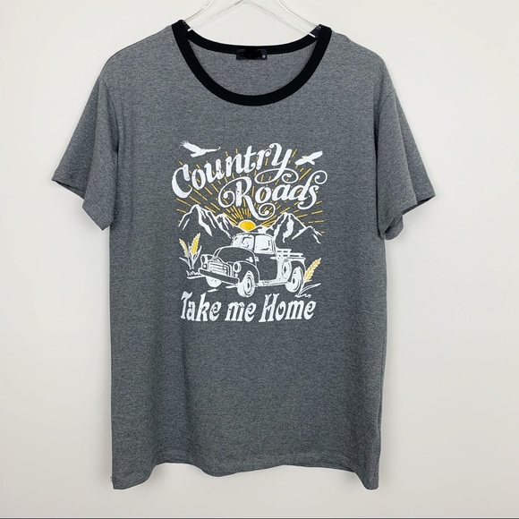 Country Roads Take Me Home Graphic Tee S L Gray - Picture 7 of 8